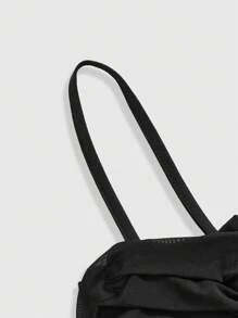 ROMWE Goth Top de manga abullonada corto con estampado de mariposa y bloques de color, estilo Y2K para vacaciones y playa - Negro - Ver 4