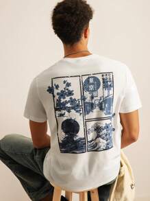 SWAVVY Men T-Shirts Fit Crew Neck Short Sleeve Graphic Tee Tokyo Casual Japanese Fashion Summer Cotton