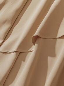 SHEIN Unity Women's Minimalist Solid Color Front Button Asymmetric Hem Skirt - Khaki - View 5