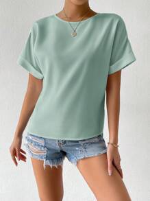 SHEIN Essnce Camisa de verano casual de manga corta y unicolor