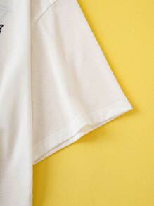 TOM & JERRY X SHEIN 大码男士夏季休闲可爱猫咪印花圆领短袖 T 恤，图案 T 恤