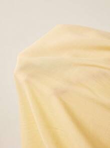 SHEIN LUNE Plus Size Solid Color Round Neck Puff Sleeve Shirt + Cream Yellow A-Line Midi Skirt, Casual Holiday Style Slouchy Casual Style Casual Wear Holiday Style Cream Yellow Two-Piece Suitow Two-Piece Suit Fall Women Clothes School Clothes Country Outfits Women Teacher Outfits For Women Country Outfits Women