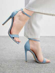 CUCCOO BIZCHIC 女士可调节扣环设计时尚高跟凉鞋 - 藍色 - 查看 3