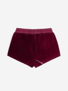 ROMWE Grunge Punk Women's Pentagram & Rhinestone Decorated Midi Shorts - Burgundy - View 2