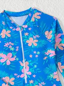 Teen Girls' Fashionable Random Printed One-Piece Swimsuit, Suitable For Summer - Multicolor - View 4