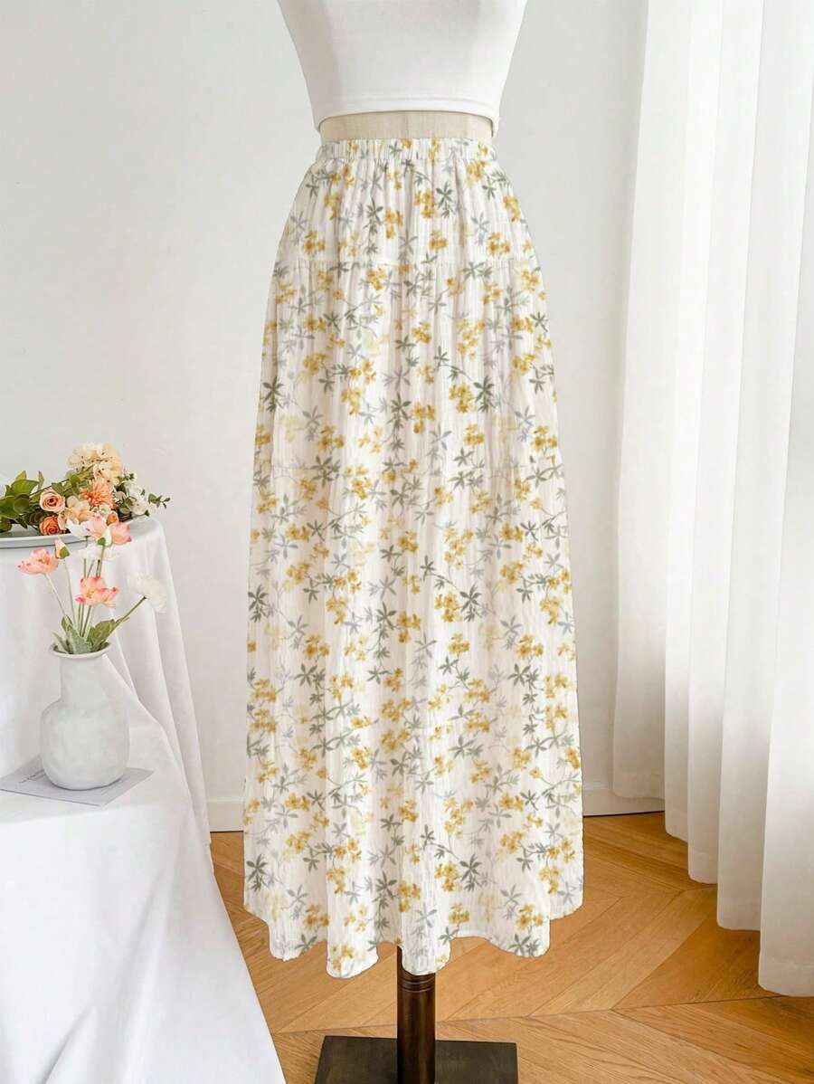 SHEIN Unity Summer Floral Patchwork A-Line Skirt - Multicolor - View 1