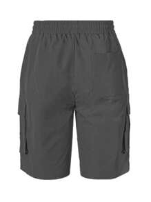 Manfinity Hypemode 宽松男式翻盖口袋抽绳腰工装短裤 - 深灰色 - 查看 2