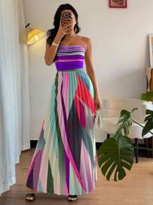 Elenzga Đầm suông ống thiết kế thanh lịch cho nữ, eo nhún - Nhiều màu - Xem 6