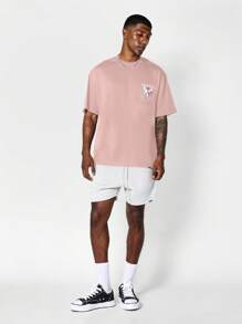 Sumwon Studios International Oversized T Shirt Streetwear Graphic Loyal Wing Design Premium Cotton Casual Summer Statement Print Los Angeles Collection - Hot Pink - View 3