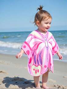SHEIN Cute "Baby Girl" Pink Butterfly Graphic Beach Cover Up Top