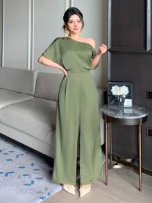 DAZY 新款夏季女士高端奢华复古风优雅无袖连体裤 - 綠色 - 查看 5