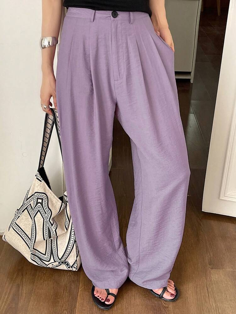 Pantalones rectos holgados y casuales de mezcla de lino para mujeres, estilo casual urbano y unisex