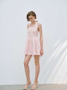 SHEIN LUNE 春季新款女士露背无袖优质短款连衣裙 - 藕粉色 - 查看 3