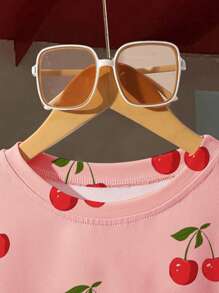 樱桃印花休闲圆领短袖T恤，夏季 - 粉色 - 查看 3