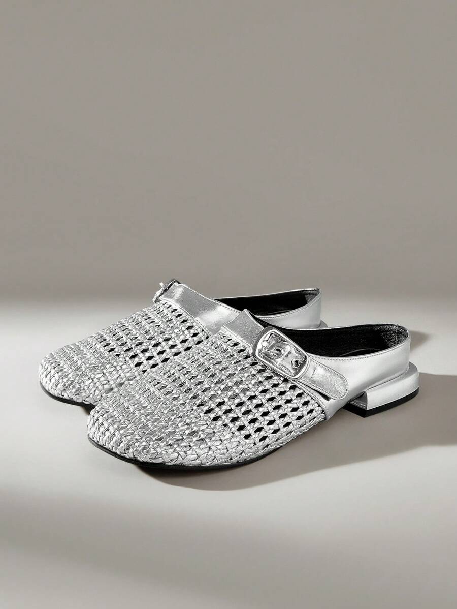 CUCCOO GRLICON Zapatos planos de estilo Y2K para mujer, adecuados para looks punk, motero, chica cool, Halloween, Navidad y fiestas - Plateado - Ver 1