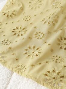 Breezaya قميص كاجوال للنساء ذوات الحجم الكبير مع أكمام قصيرة مطرز بتأثير الحرق مناسب للصيف والعطلات - أصفر - مشاهدة 5