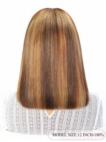 13X4 蕾丝前部挑染 P4/27 雷米真人发短发波波头渐变色真人发假发 蜜金色假发 直发波波头 带婴儿发 女士假发