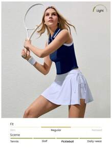 CourtClass Camisa polo deportiva para mujeres con cierre de cremallera, sin mangas y con media abertura