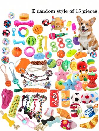 PETSIN 3/5/10/15/20pcs Pet Doll Set, Dog Chew Ball, Plush Squeaky Toys, Puppy Biting Toys, Realistic Plush Toys, Tooth-Friendly Chew Toys With Unique Designs, Interactive Toys For Small/Medium/Large Dogs, Indoor/Outdoor Use, Easy Storage, Random Styles/Colors, Popular Pet Toys Set In Europe & America