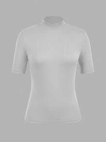SHEIN EZwear 3件套女士休闲简约短袖高领汗衫套装 - 彩色 - 查看 6