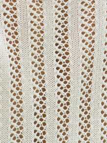 Women's Solid Color Hollow Out Front Tie Cropped Sheer Cardigan, Suitable For Vacation - White - View 6