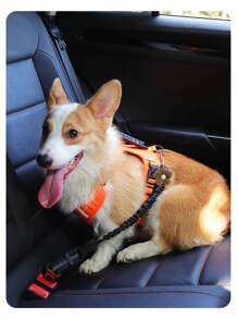 PETSIN 1pc Dog & Cat Car Harness Reflective Strap Retractable Leash, Pet Travel Car Belt With Adjustable Buckle, Automotive Pet Supplies, Popular In Europe & America - Multicolor - View 2