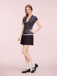 CUCCOO DOLLMOD 女士户外圆头银色铆钉装饰黑色漆皮时尚舒适日常及派对搭扣带高跟鞋 - 黑色 - 查看 2