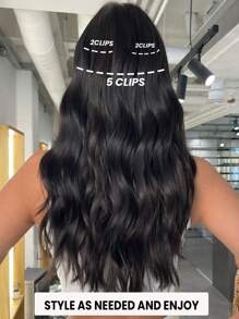 3Pcs Clip In Hair Extensions Real Human Remy Black For Women Silk Straight Double Weft Thick Hair Hairpiece - Natural Black - View 9