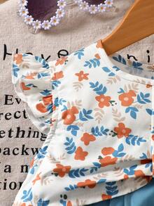 1 Stück Prinzessinenkleid für Kleine Mädchen, Sommerkleid für Kinder mit Blümchen-Muster und Tüll - Verschiedenfarbig - Übersicht 6
