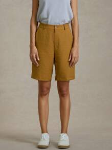 Briarwyn Plain Woven Casual Shorts, Suitable For Summer Business Casual Summer Beach 4th Of July Airport - Brown - View 4