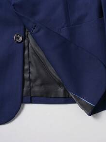 Manfinity Bizformal Men's Letter Print Long Sleeve Blazer Jacket And Pants Suit Set - Navy Blue - View 5