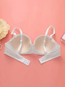SHEIN 女士无缝钢圈文胸，纯色，夏季时尚 - 白色 - 查看 4