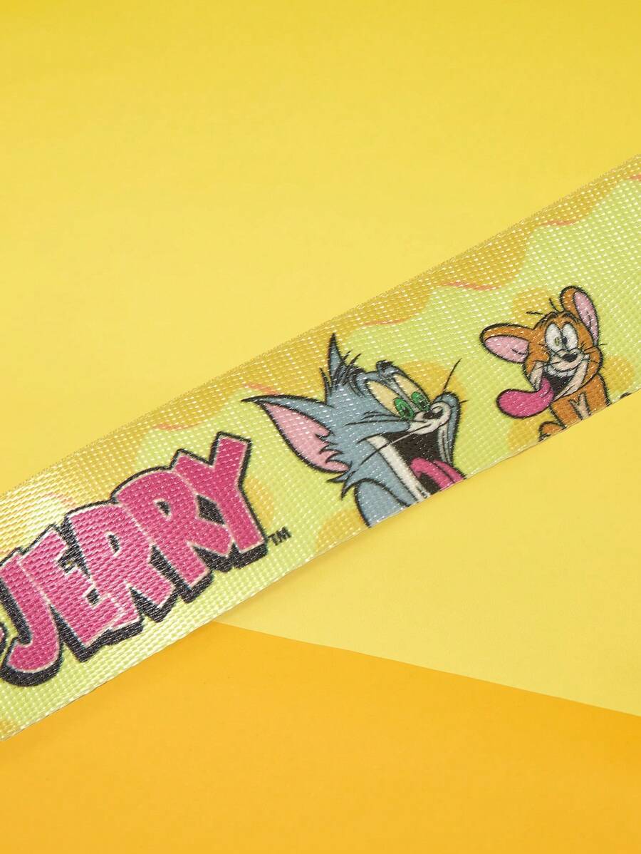 TOM & JERRY X SHEIN 奶酪与卡通图案时尚黄色腰带 - 黃色 - 查看 1