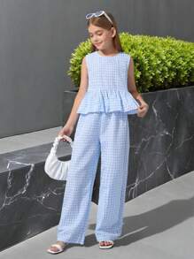 Tween Girl Sleeveless Lace Back & Long Pants Summer Set