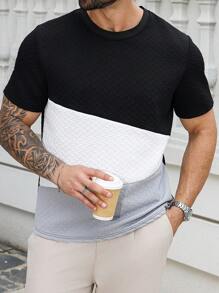 Manfinity Homme Áo thun họa tiết khối màu chắp vá thường ngày mùa hè cỡ lớn dành cho nam - Nhiều màu - Xem 6