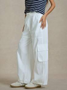 Briarwyn 休闲纯色直筒工装裤女款夏季下装 7 月 4 日机场款 - 米色 - 查看 3