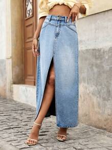 EMERY ROSE Women's Fashionable Denim Mini Skirt, Suitable For Summer - Blue - View 3