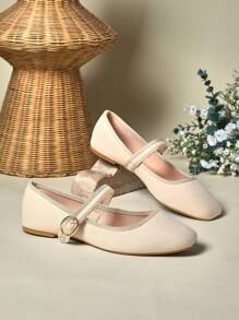 SHUZIA Women's  Square Toe Mary Jane Flats For Christmas Valentine's Day - Beige - View 5
