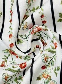 Florisole V-Neck Casual Bohemian Style Graphic Print Dress - White - View 3
