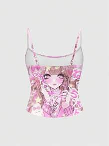 ROMWE Anime Canottiera da donna taglie forti con grafica di cartoni animati e a forma di cuore