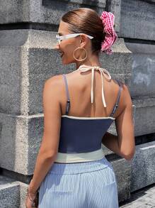 SHEIN Unity 女士度假休闲撞色二合一吊带背心 - 藍色 - 查看 2