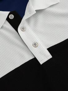 Manfinity Homme Plus Size Men Color Block Polo Shirt, Casual For Summer