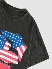 ROMWE MEN Street Life Hip Hop Punk Vintage Men's Short Sleeve Letter Print T-Shirt, Summer - Black - View 4