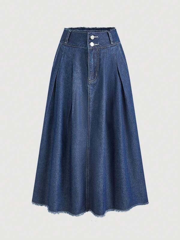 SHEIN MOD MOD Women's Casual Fit Relaxed Denim Long Skirt, Skirts For Women Elegant,Sun Skirt For Women,Cowgirl,Concert,Raves Festival,St Patrick Day,Spring Break Skirts,Ibiza Fits,Old Moneys