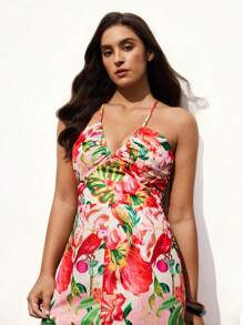 Maija Große Größen Frauen Tropische Pflanzen Muster elegantes Trägerkleid, Urlaubsstil Damen Sommerkleidung Damen Sommerbekleidung Damen Plus Sonnenkleid Damen Kleider Geburtstag Damen Sommerkleidung Urlaub Strand Lässig Ausgehen Tops Boho Bürooutfits Festival Outfits für Rave Hawaii Tropischer Muster Kleid Tropisches Kleid Tropisches Urlaubskleid Tropisches Midi-Kleid Blume Muster Kleid - Verschiedenfarbig - Übersicht 7