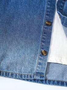 Tween Bos Denim Two Pieces Outfits Set - Medium Wash - View 8