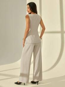 SHEIN PETITE Women Two Pieces Outfits For Daily Wear