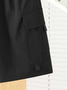 SHEIN Shorts casuales de carga grises para niños adolescentes, estilo deportivo de moda punk rock para salidas diarias, fiestas, festivales de música, adecuados para primavera/verano