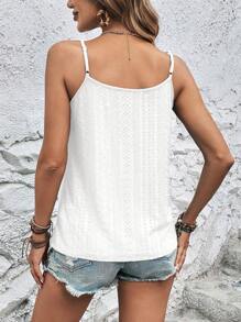 EMERY ROSE Women Contrast Lace Schiffy Camisole - White - View 2