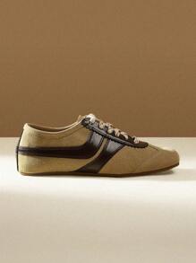 CUCCOO EASI Baskets plates décontractées en suède abricot pour femmes